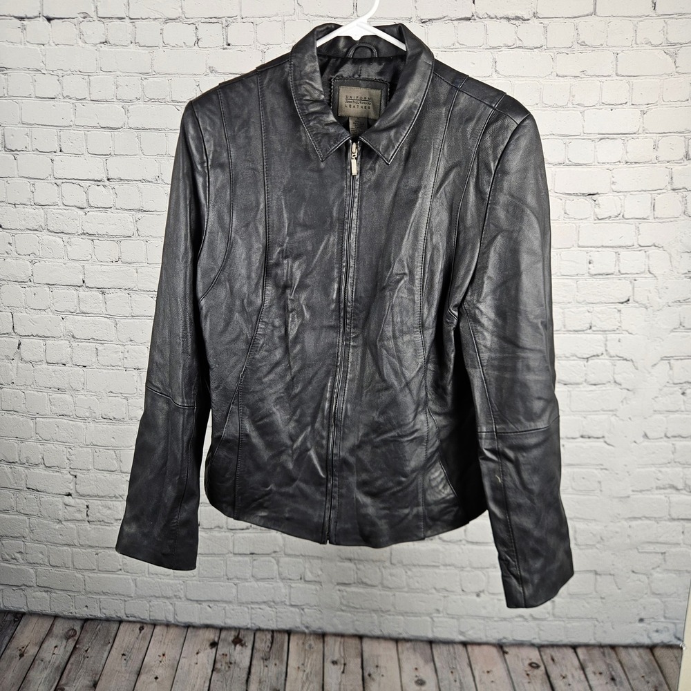Uniform John Paul Richard Black Lamb Leather Full Zip Jacket Womens 14
